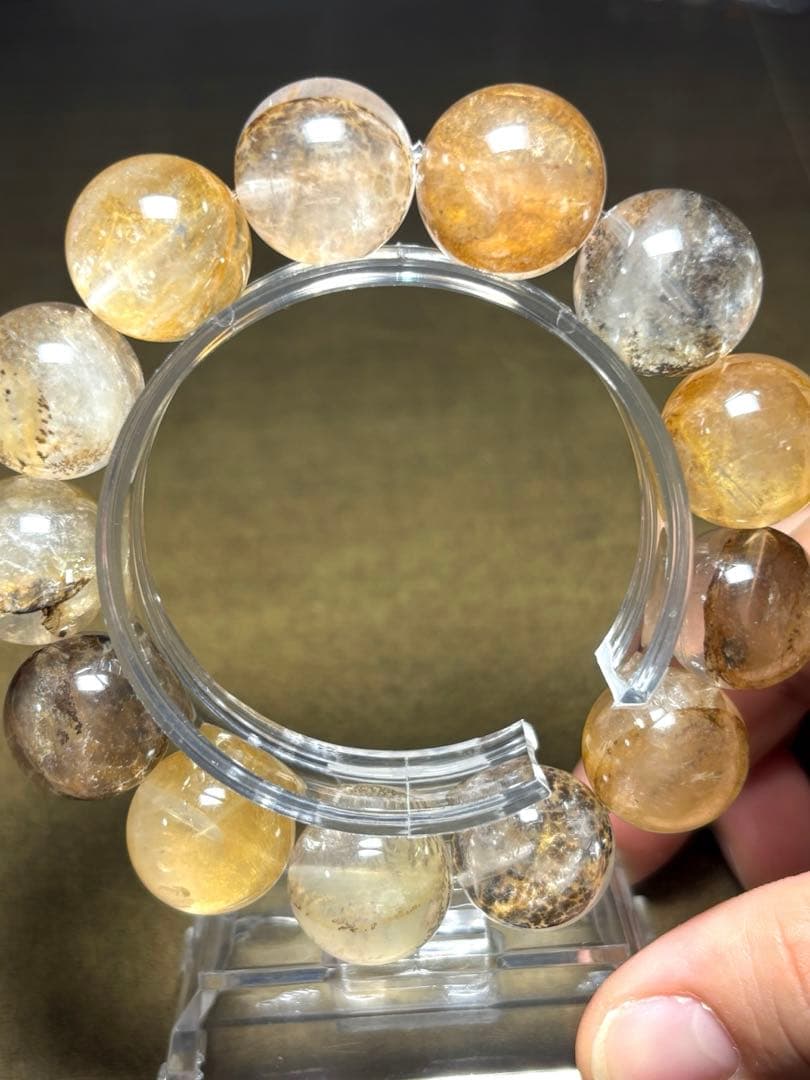 【新入荷】　デンドリッククォーツブレス17㎜超大玉（新品未使用）高品質　虹あり