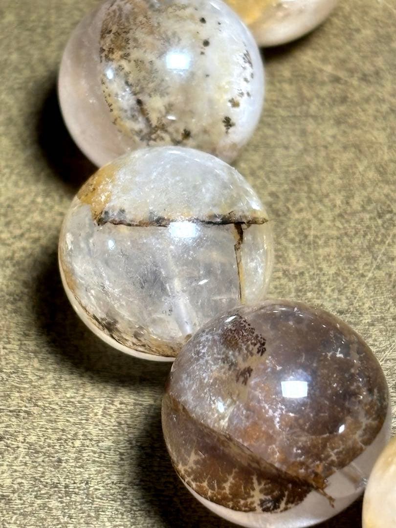 【新入荷】　デンドリッククォーツブレス17㎜超大玉（新品未使用）高品質　虹あり