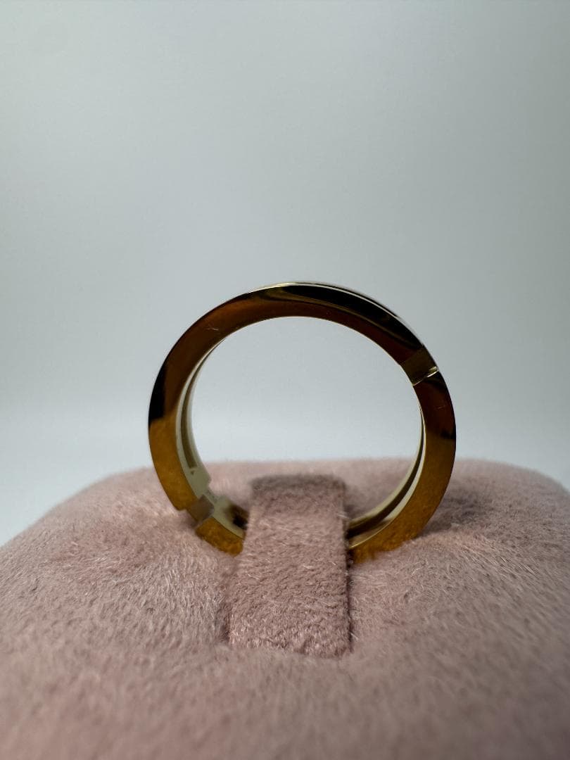 美品/日本製K18ゴールドオープンリング 幅広 モダン