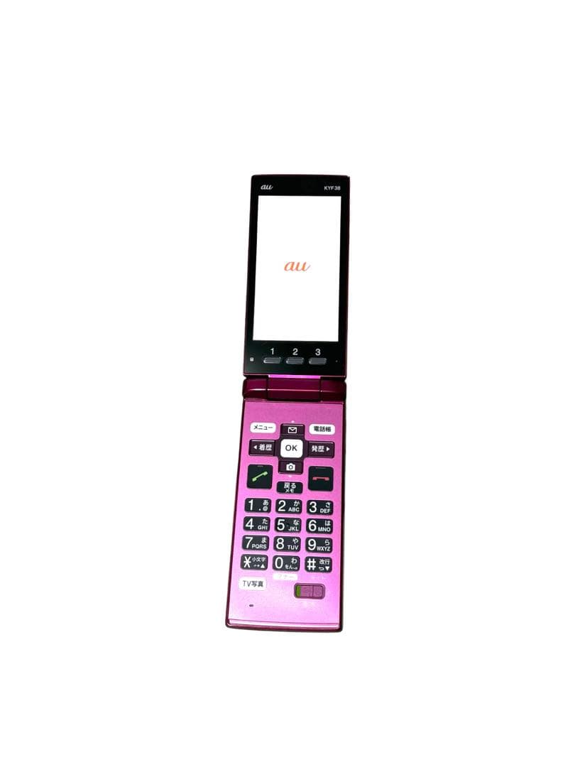 極美品 au かんたんケータイ KYF38 ワインレッド SIMロック解除済