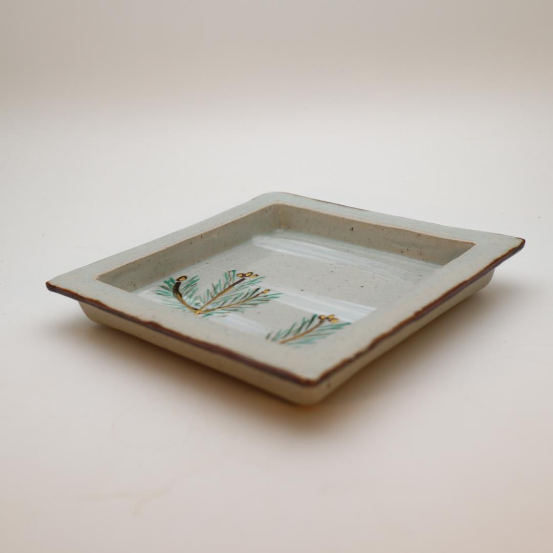 幸兵衛窯　絵替四方鉢 ５客セット　乾山手 手彩色　梅文 桔梗文 菖蒲文 等