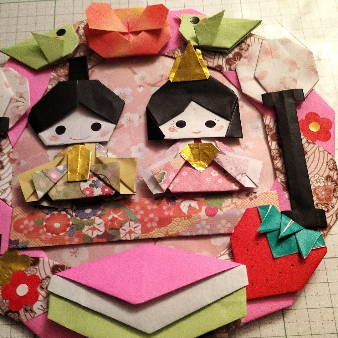 【購入不可】折り紙　雛祭り　お雛様リース　ハンドメイド　壁面