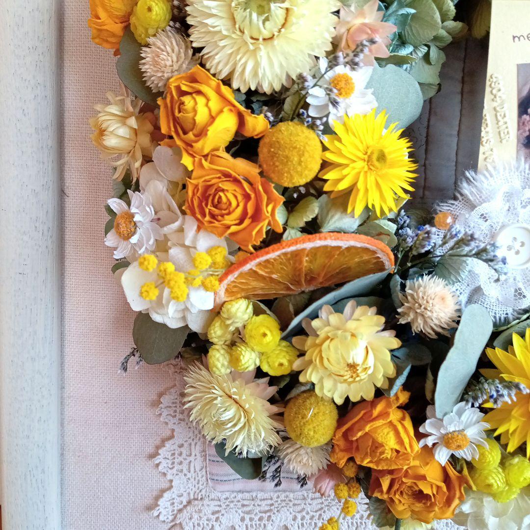 ももさく＆秋色紫陽花とピンク系小花＆オレンジイエロー系小花リース2個セット