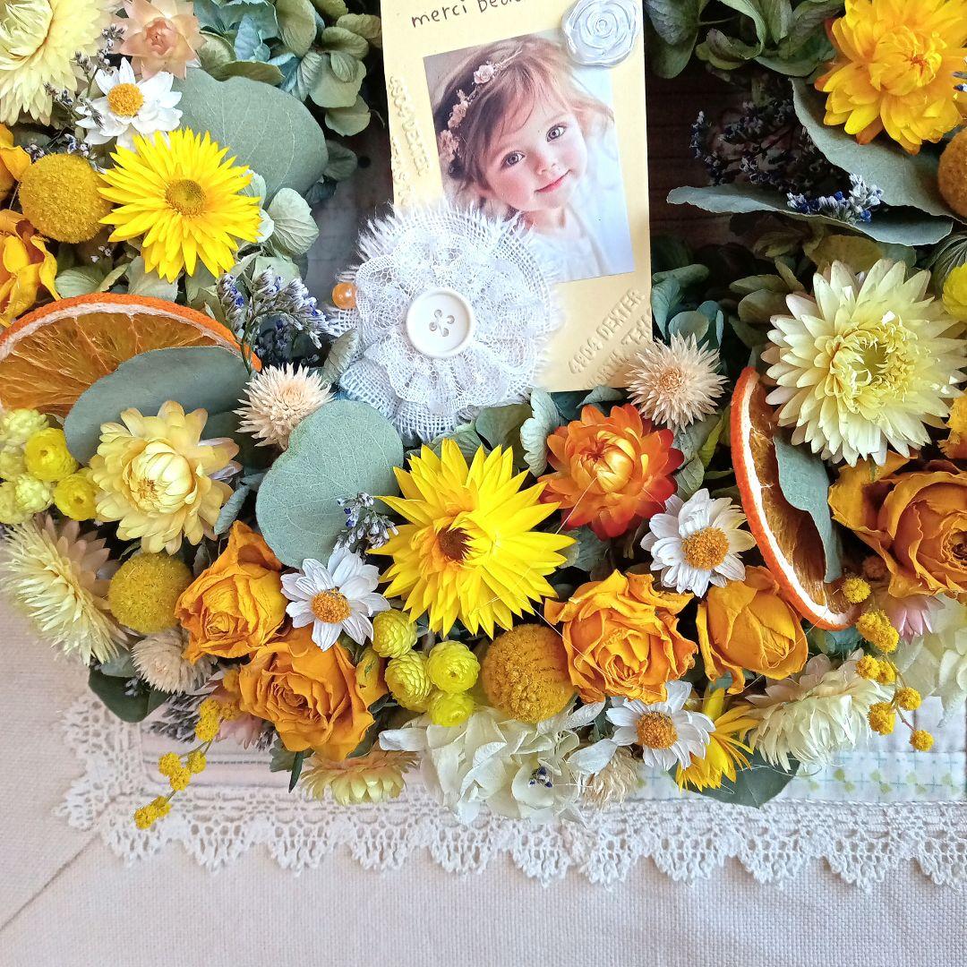 ももさく＆秋色紫陽花とピンク系小花＆オレンジイエロー系小花リース2個セット