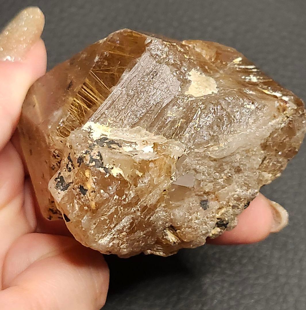 天然石 ルチルクォーツ 原石 台座付