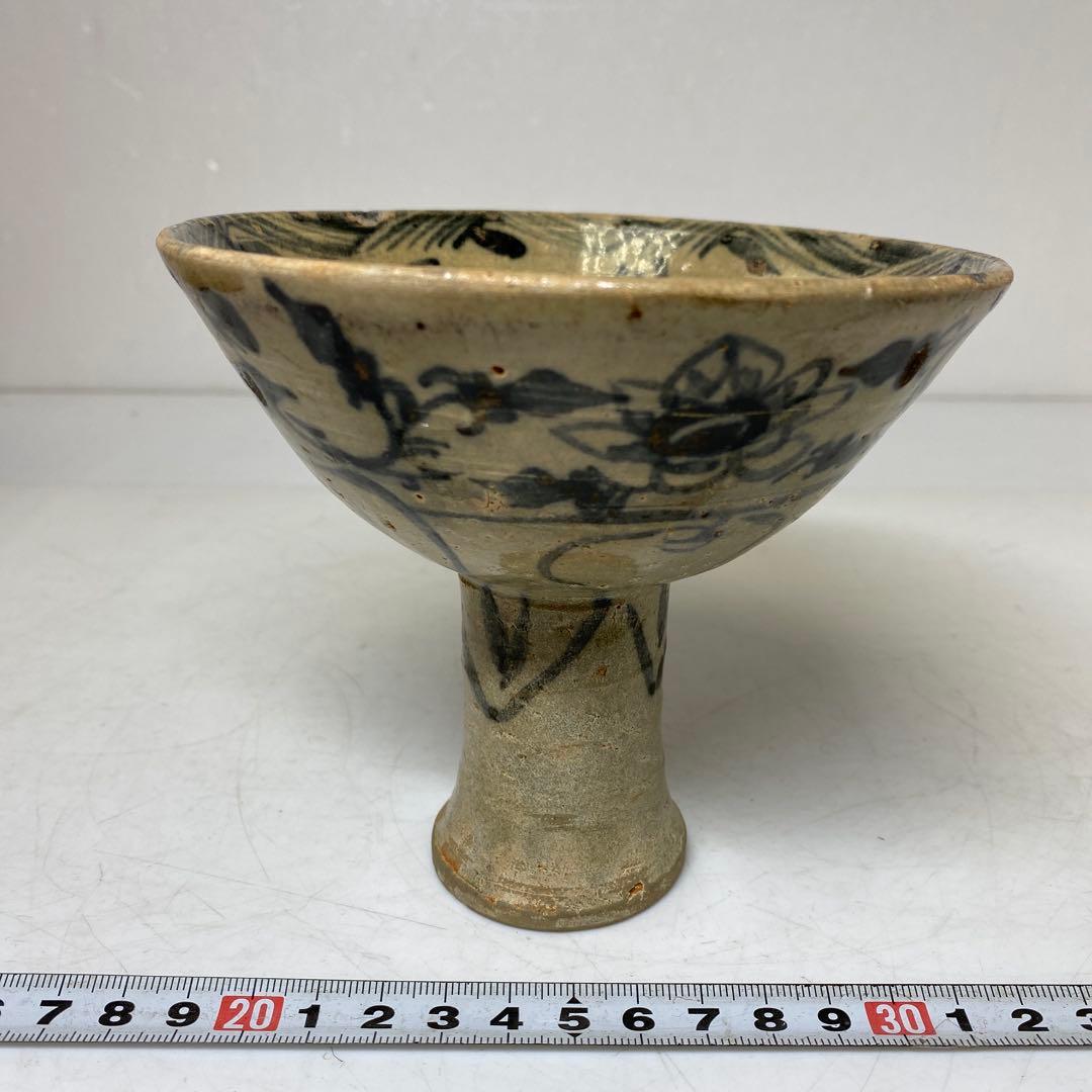 16世紀安南染付高台鉢　タニサ　 木箱付　幅約12.7cm 東R8-0205①