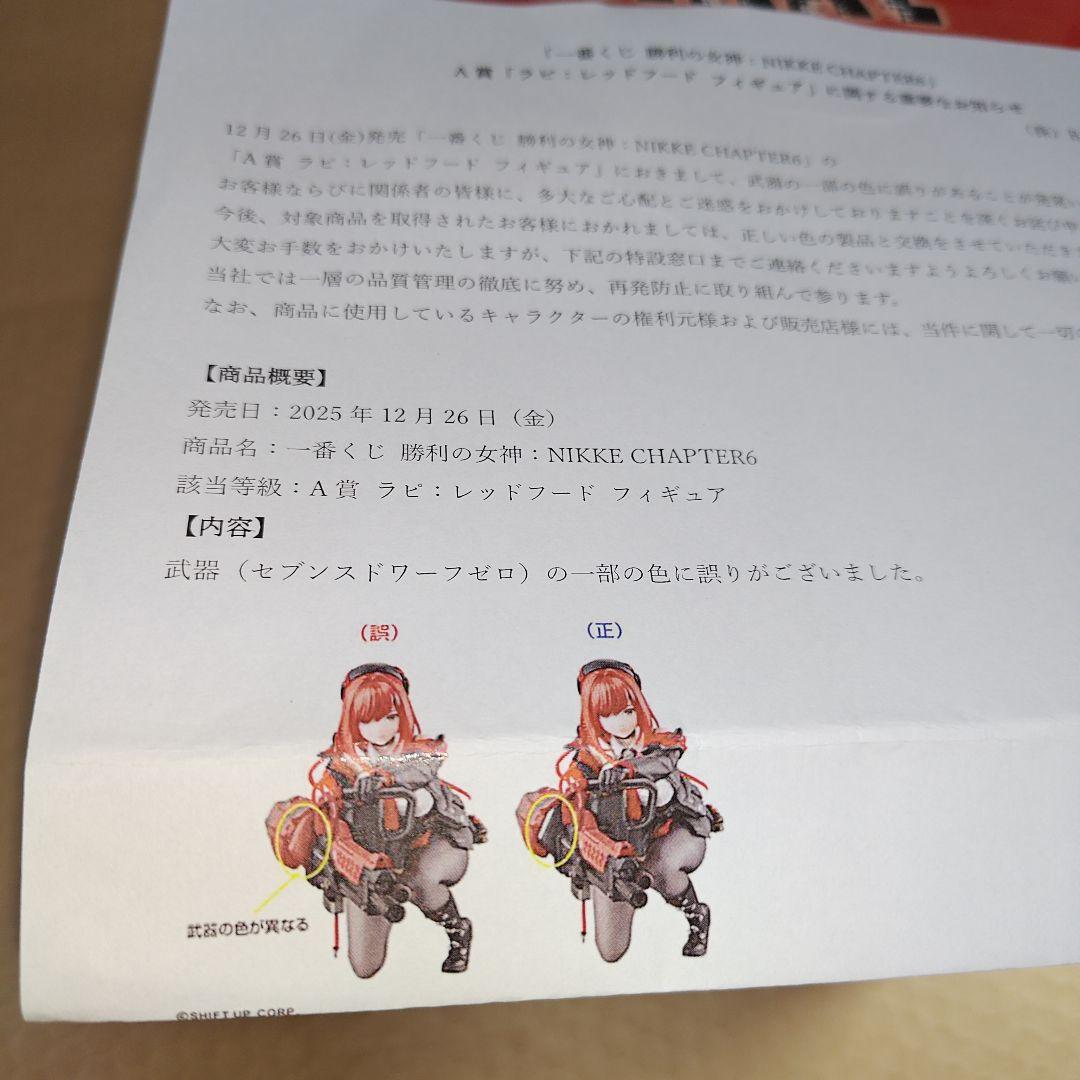 一番くじ　勝利の女神NIKKE A賞ラピ：レッドフードフィギュア　おまけ付