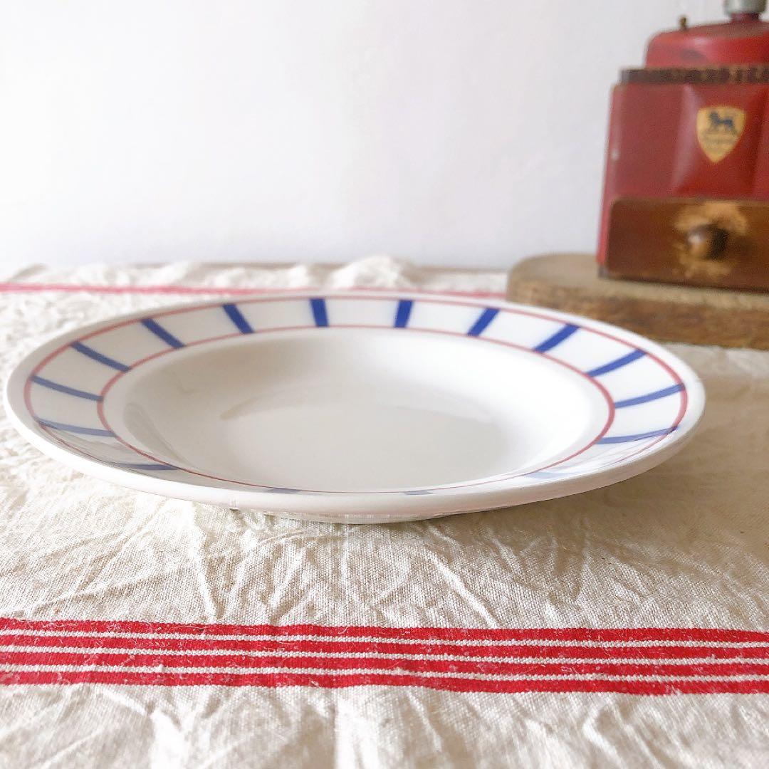 ムーランデルー　バスク柄スーププレート b フランスアンティーク食器　ブロカント