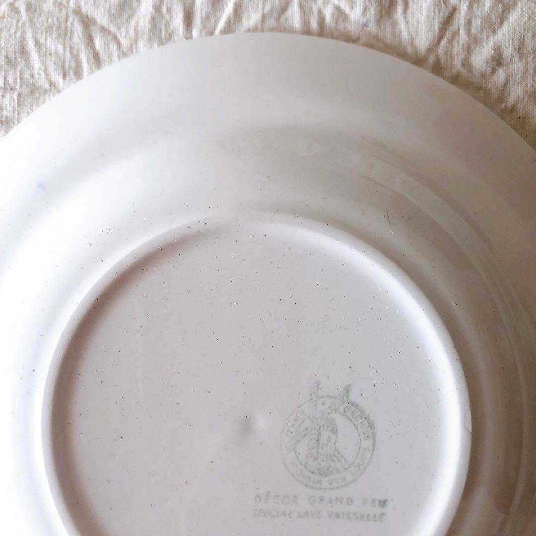 ムーランデルー　バスク柄スーププレート b フランスアンティーク食器　ブロカント