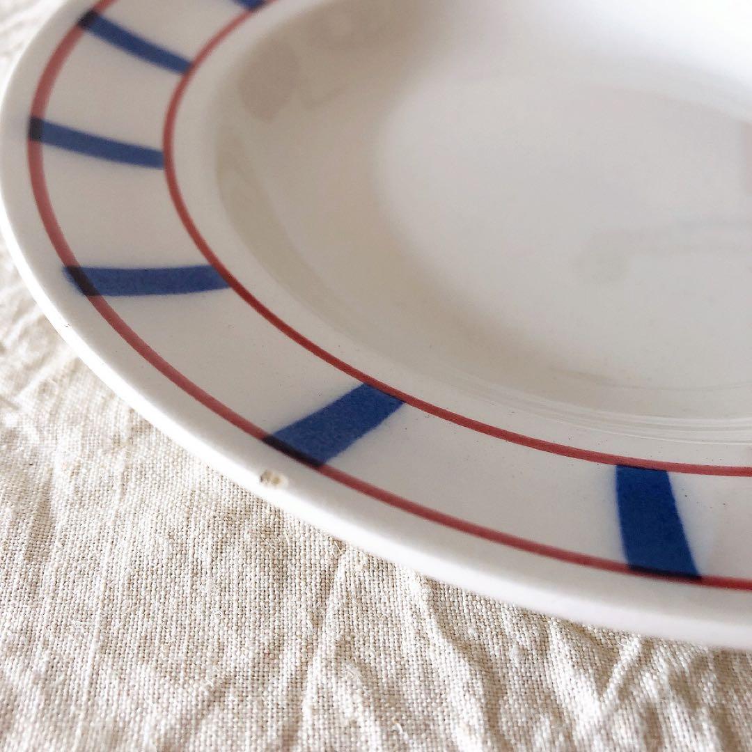 ムーランデルー　バスク柄スーププレート b フランスアンティーク食器　ブロカント