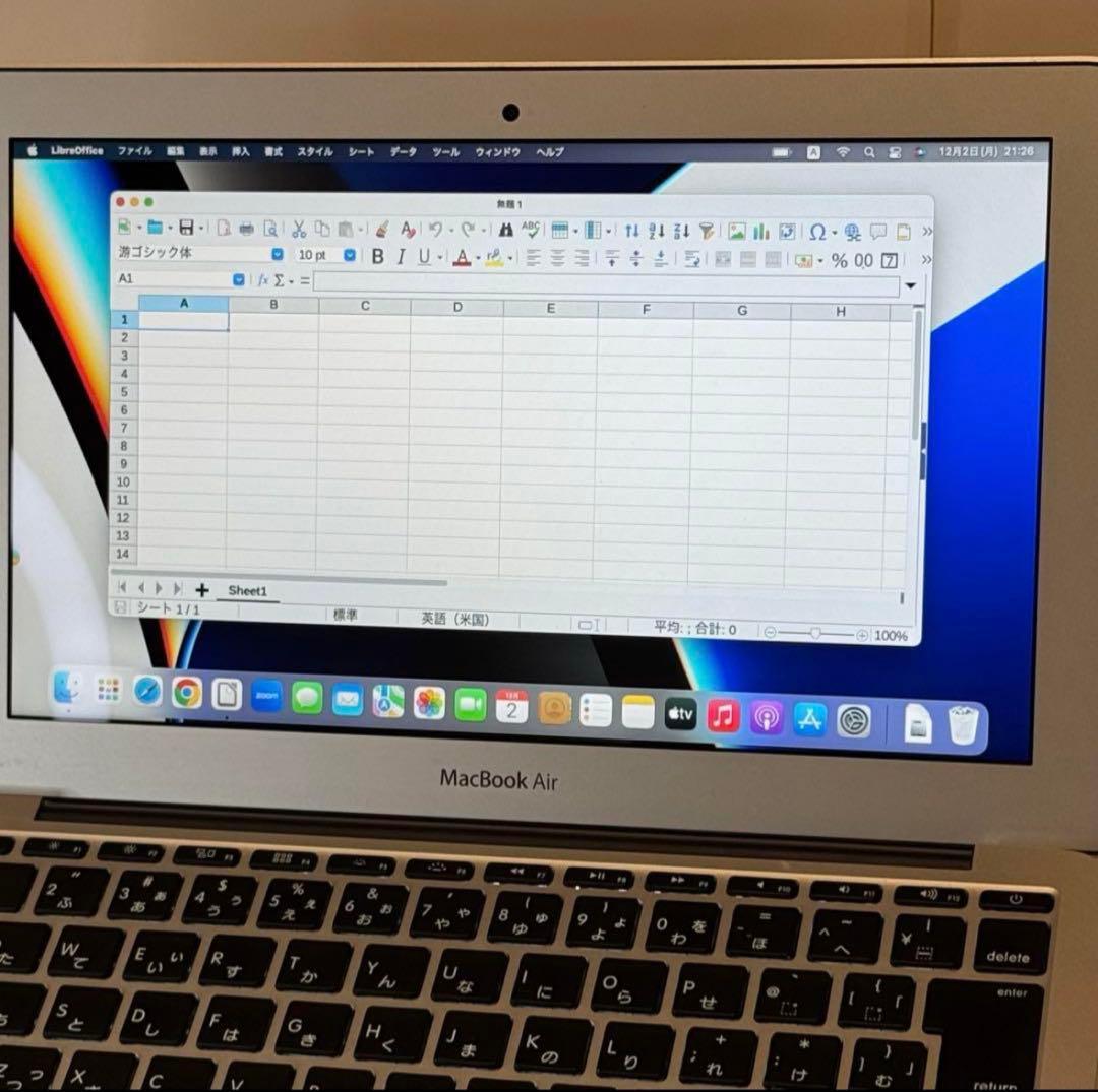 【薄型軽量】MacBook Air 11㌅i5/4GB/128GB 互換オフィス