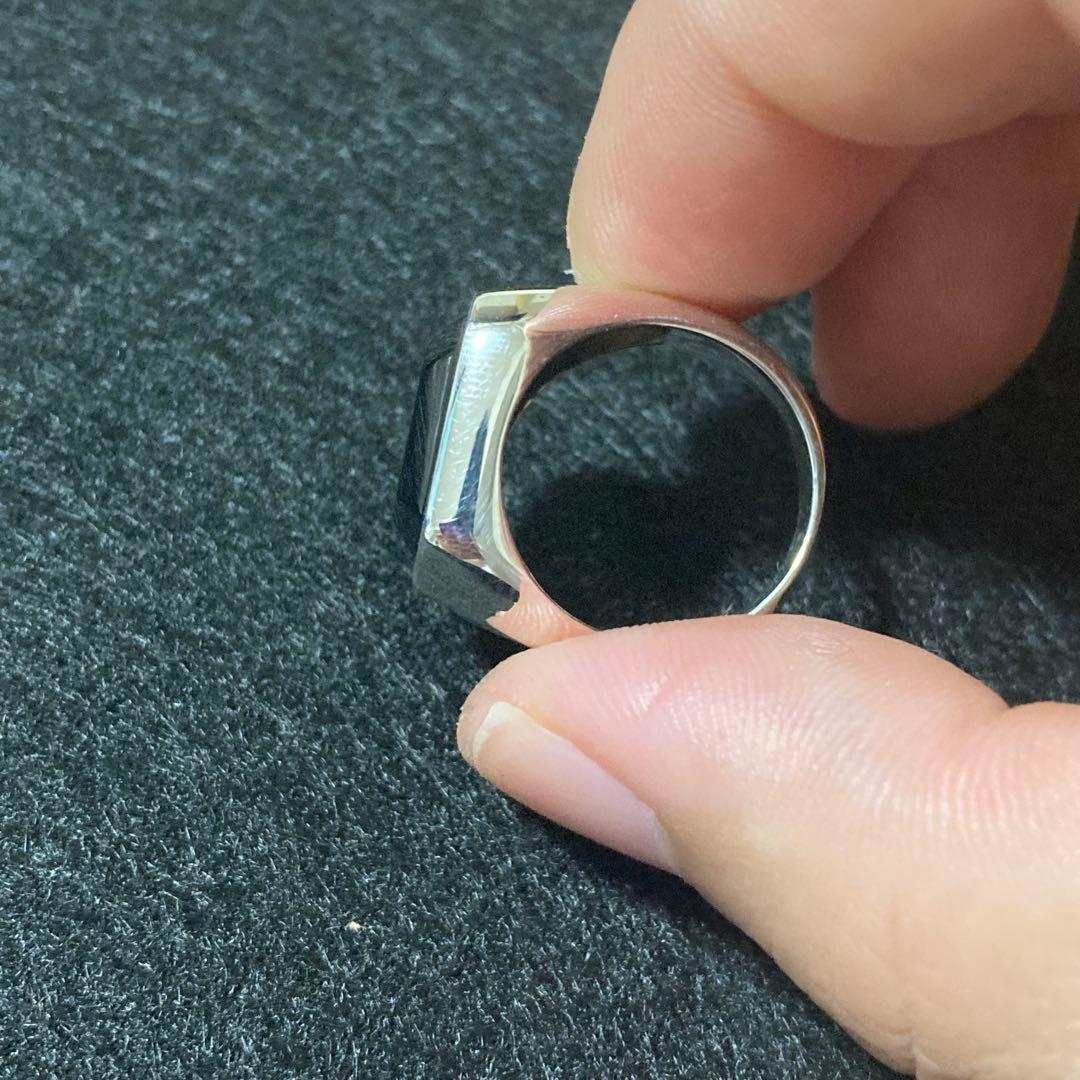 石に訳あり、新品 パワーストーン 指輪 13号 オニキス シルバー925
