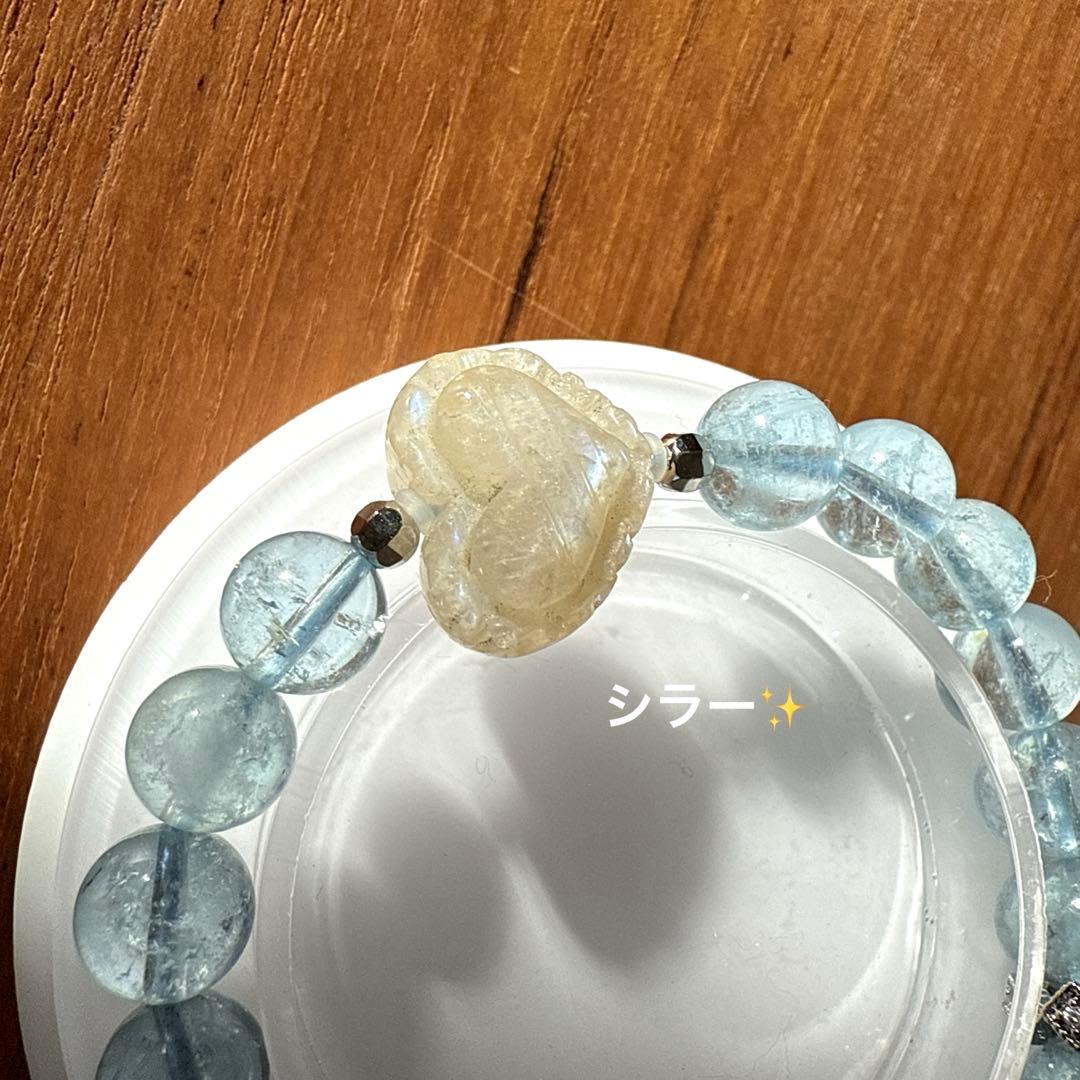可愛い❢アクアマリンとムーンストーン猫ちゃんのブレス❥