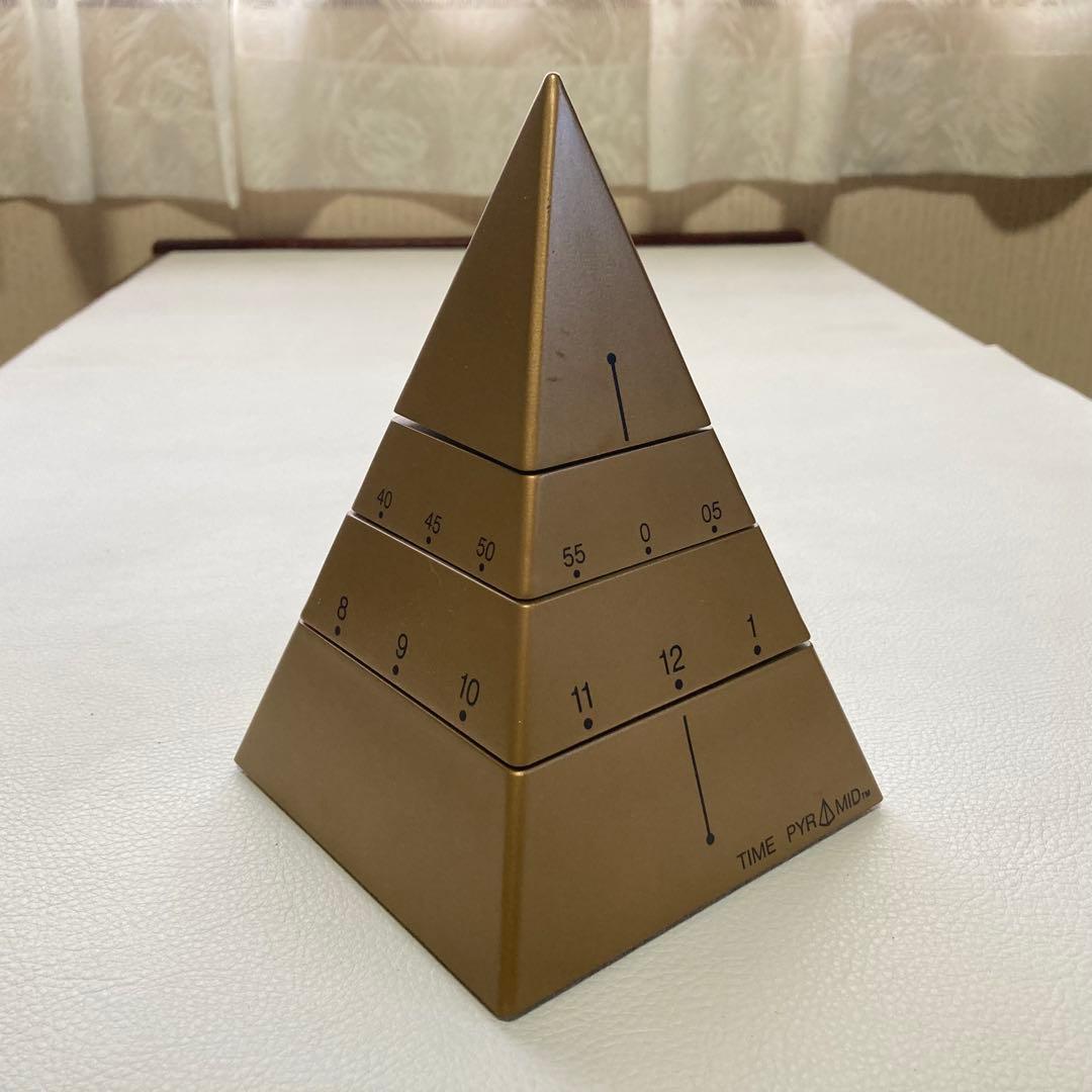 TIME PYRAMID 置き時計 ピラミッド型 回転式 ゴールド 置物 レトロ