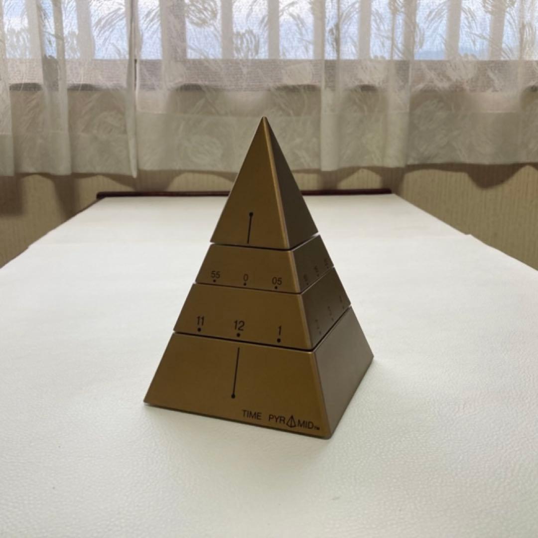 TIME PYRAMID 置き時計 ピラミッド型 回転式 ゴールド 置物 レトロ