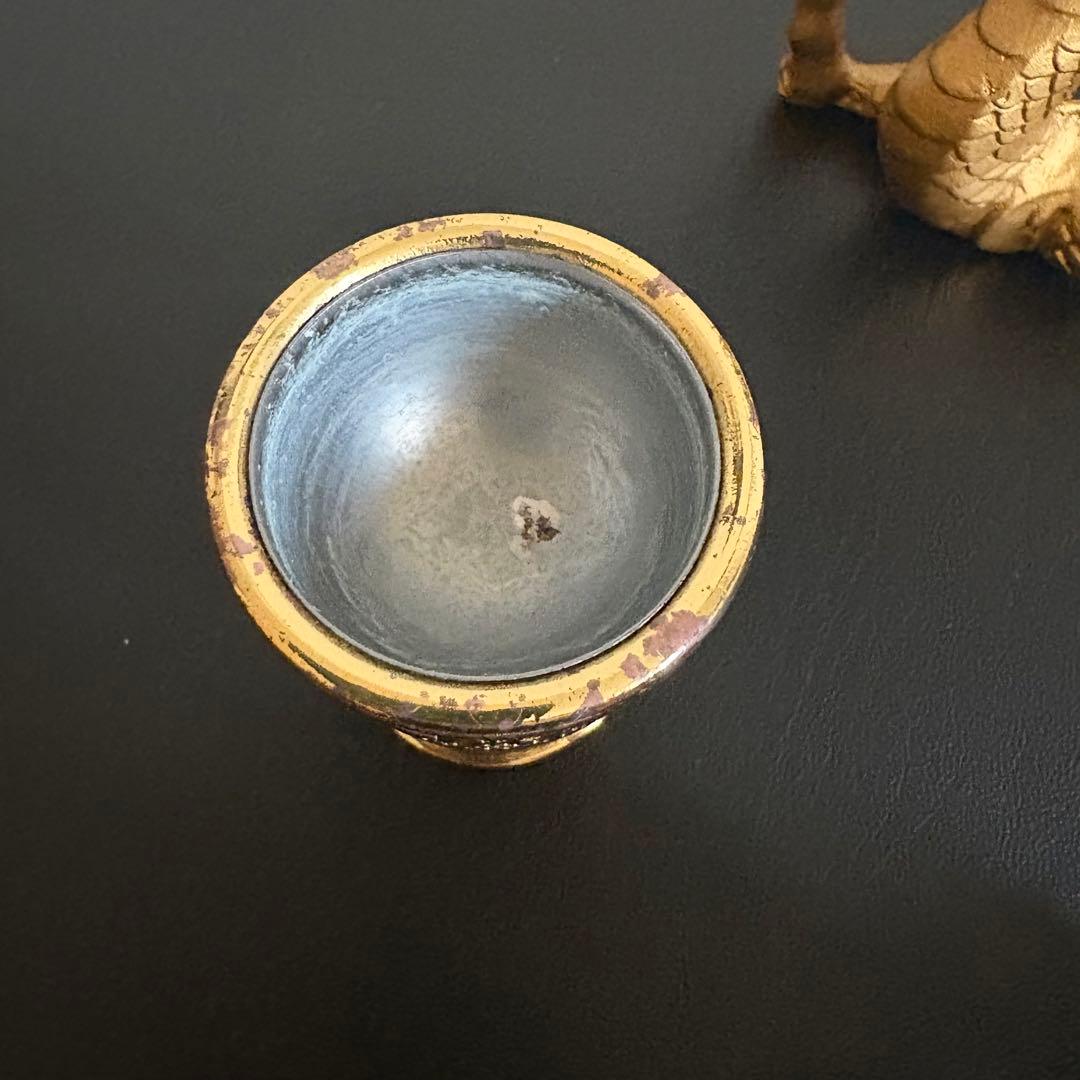 龍の置物 水杯 水晶 銅製 金龍