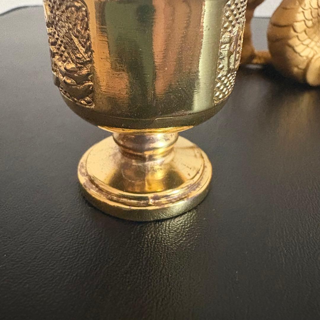 龍の置物 水杯 水晶 銅製 金龍