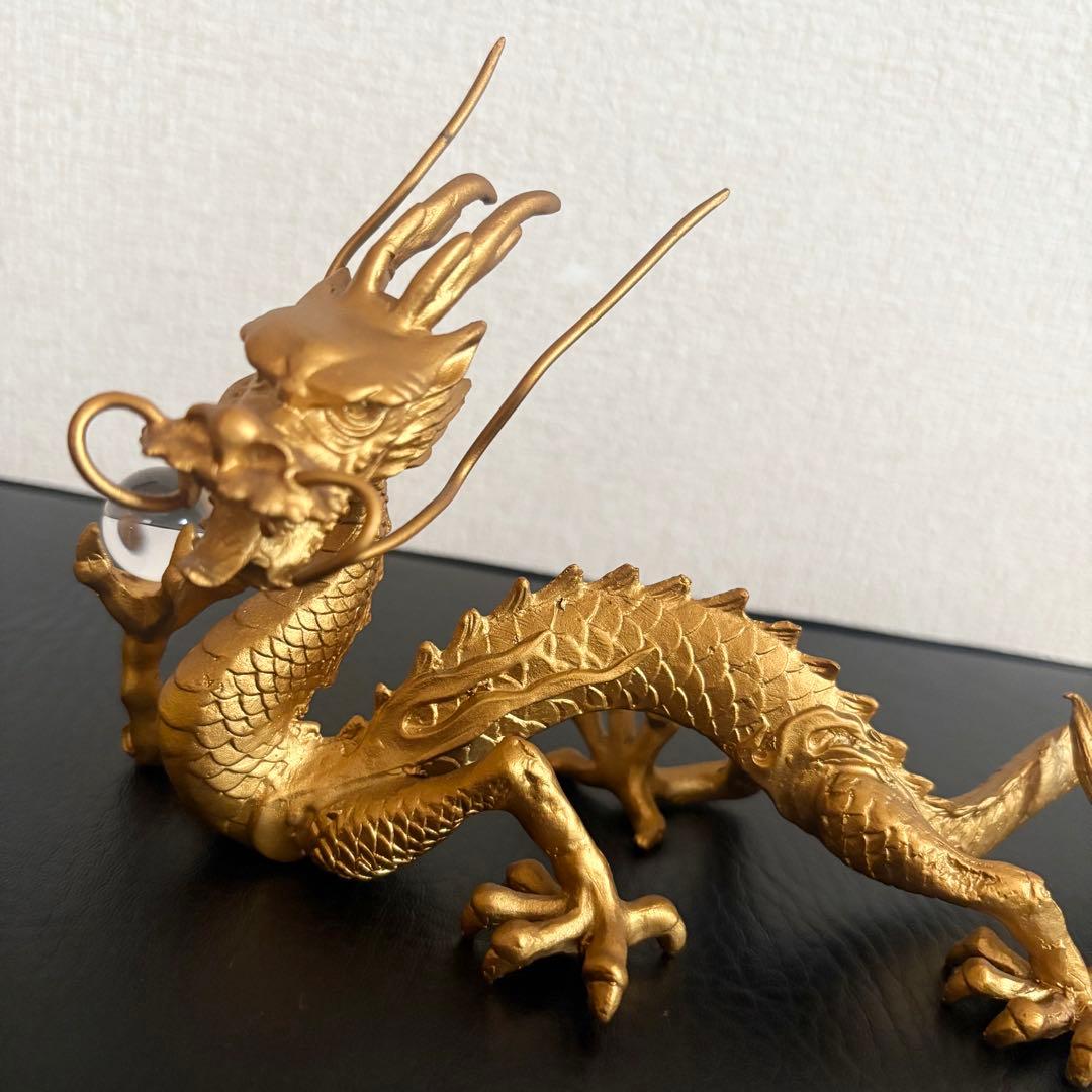 龍の置物 水杯 水晶 銅製 金龍