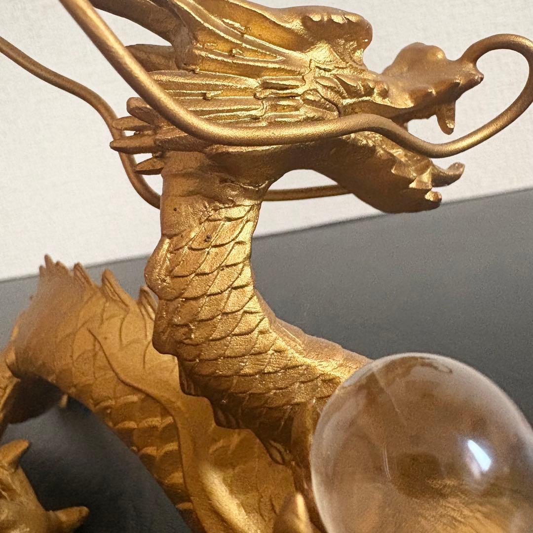 龍の置物 水杯 水晶 銅製 金龍