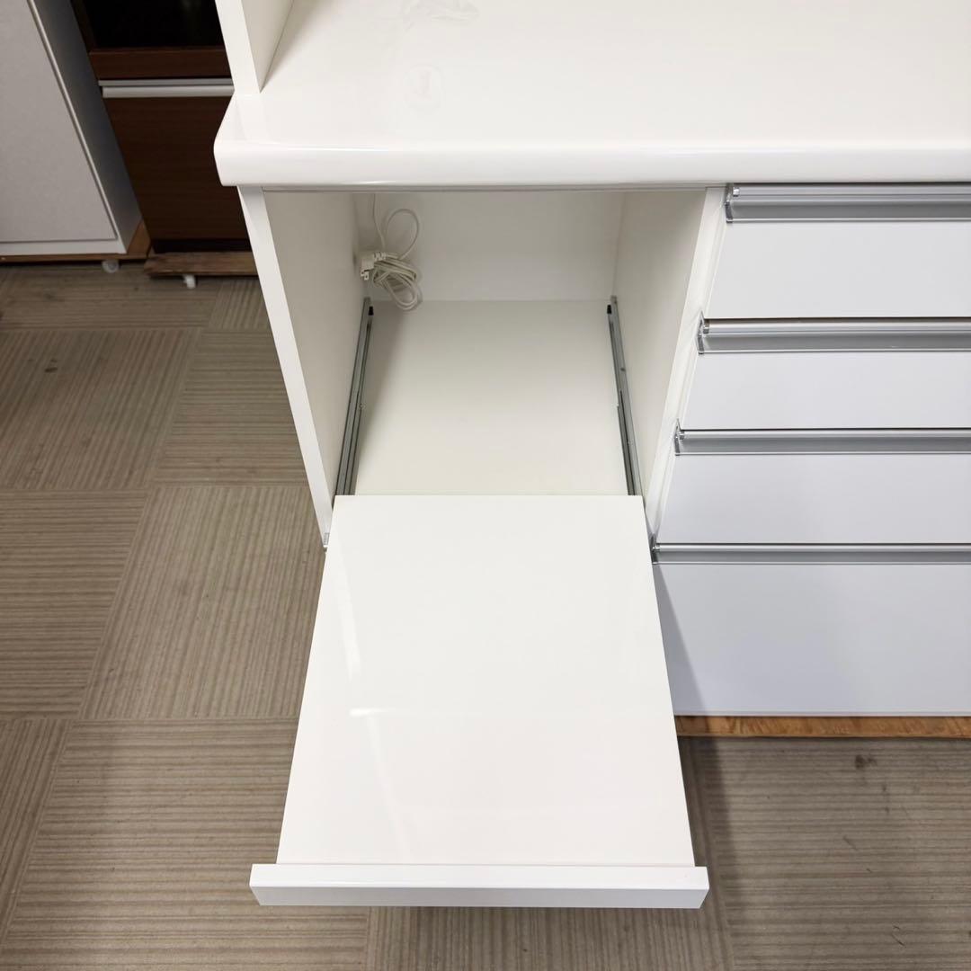 定価24万♪ 松田家具 117cm幅キッチンボード 食器棚 収納家具 鏡面仕上げ