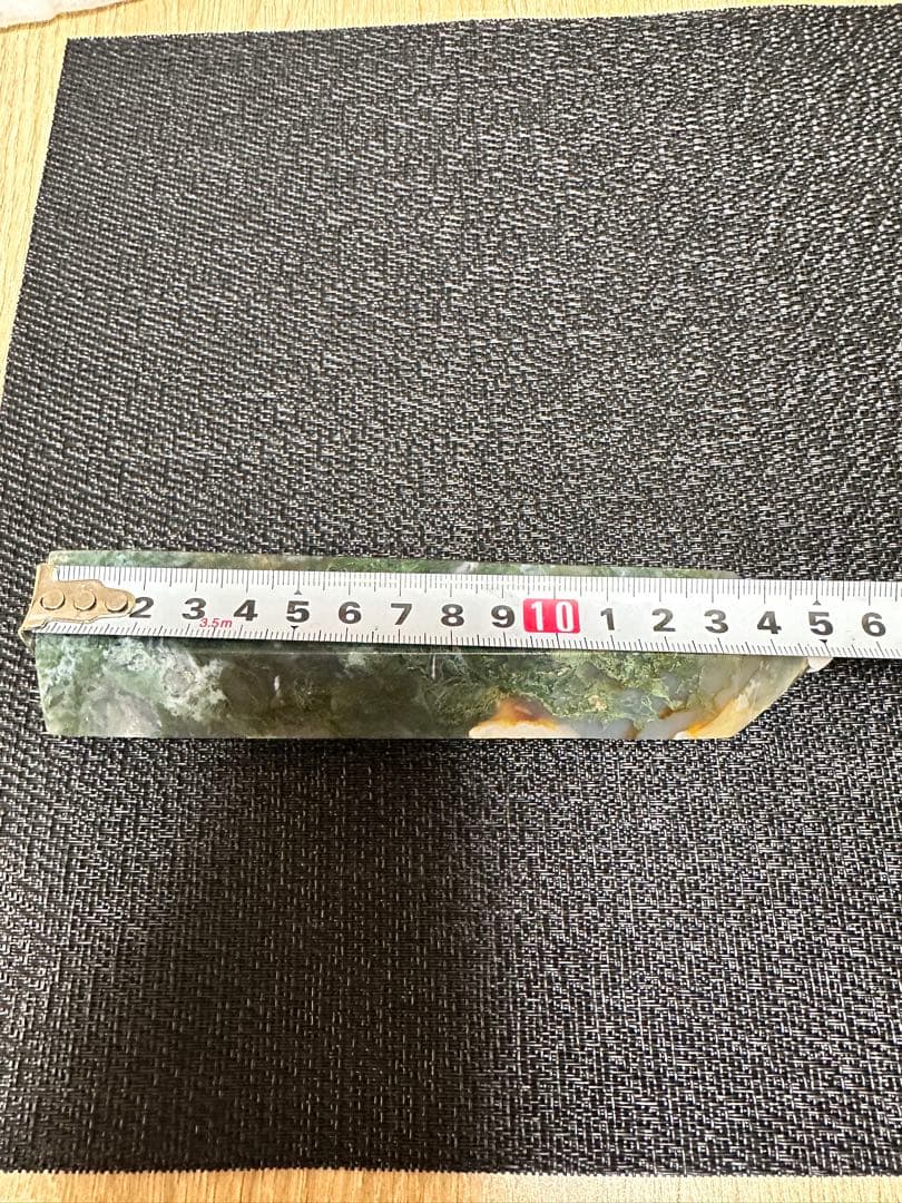 大サイズ モスアゲート 六角柱タワー ドゥルージー共生 苔瑪瑙 約15cm