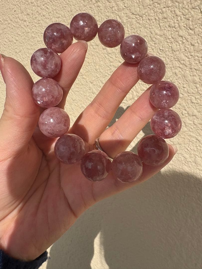 ♡立春大吉♡輝き15ミリUP キラキラピンクマイカ　ブレスレット