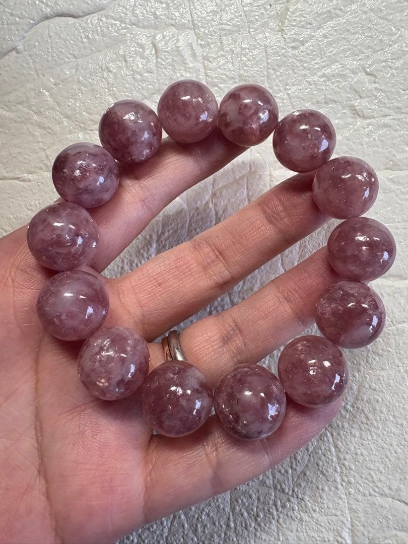 ♡立春大吉♡輝き15ミリUP キラキラピンクマイカ　ブレスレット