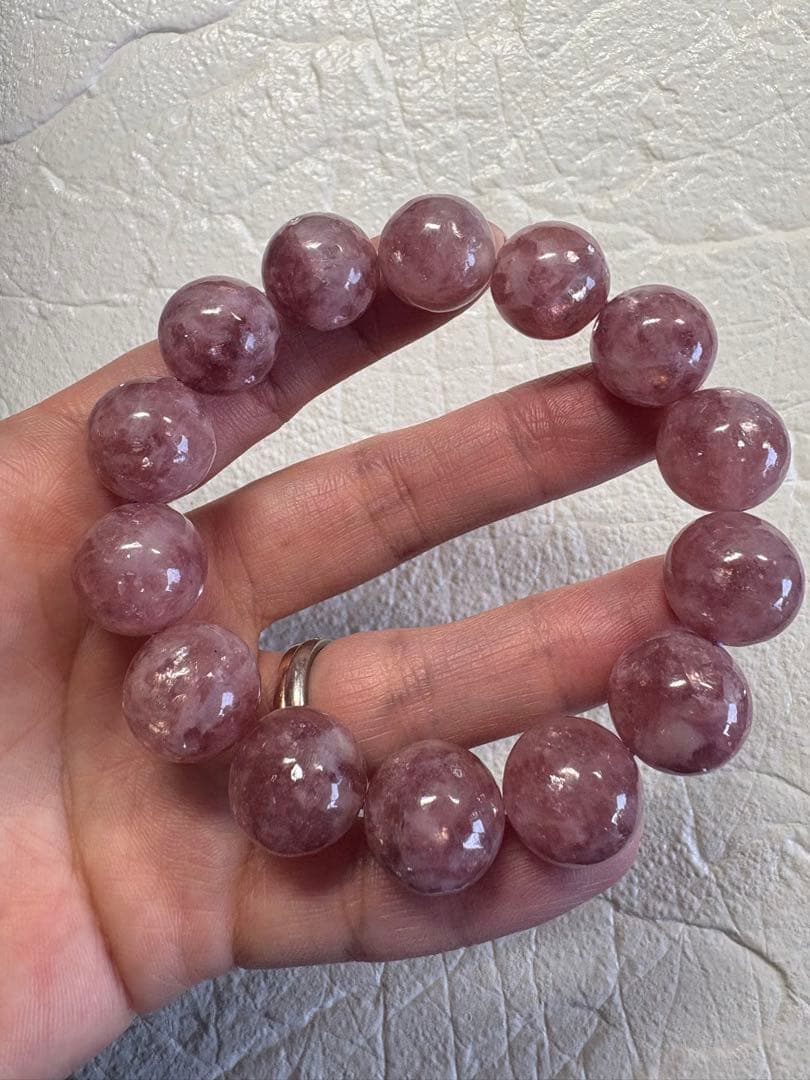 ♡立春大吉♡輝き15ミリUP キラキラピンクマイカ　ブレスレット