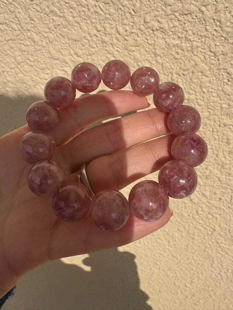 ♡立春大吉♡輝き15ミリUP キラキラピンクマイカ　ブレスレット