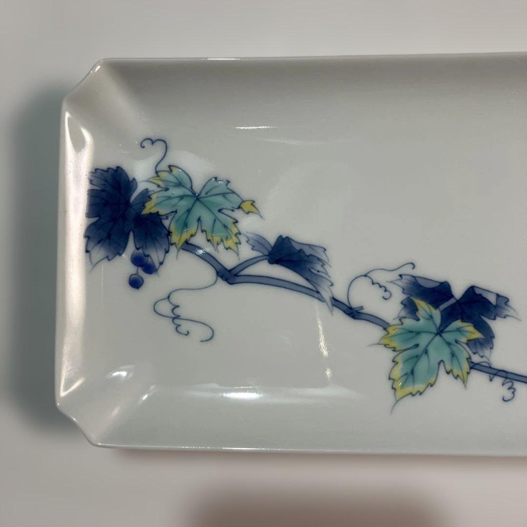 鍋島焼き　ブドウ模様の角皿 2枚セット