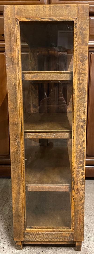 オールドメゾン　木製　ガラス　4段キャビネット