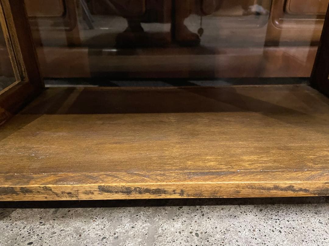 オールドメゾン　木製　ガラス　4段キャビネット