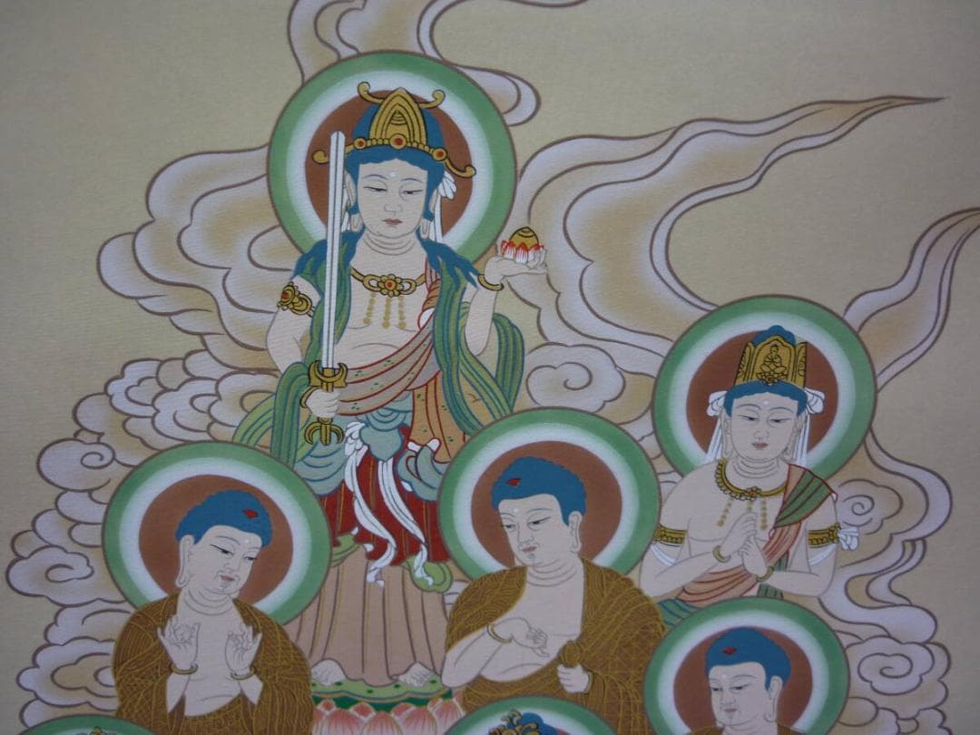 掛け軸 横山 寿光 十三佛 十三仏 尺五立 本金レンゲ 佛本表装　a