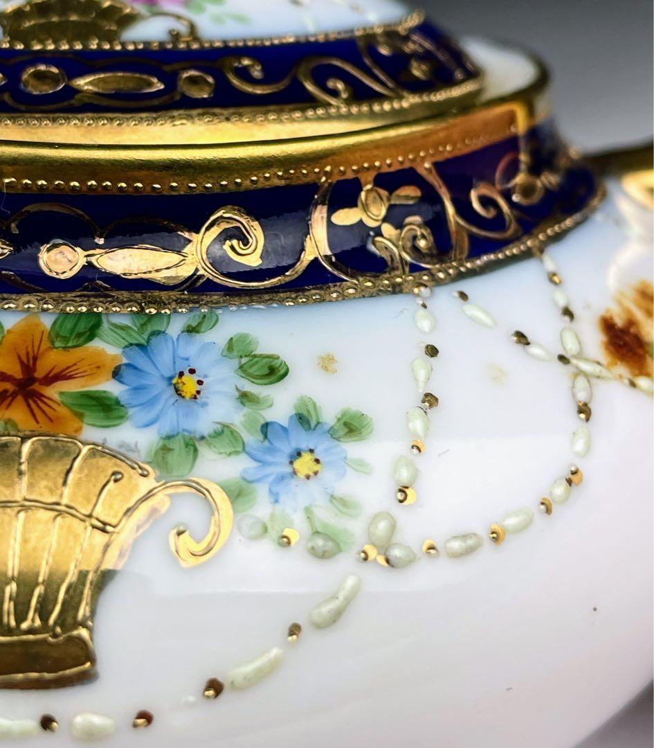 【希少】オールドノリタケ シュガーボウル クリーマー コバルト 金盛り