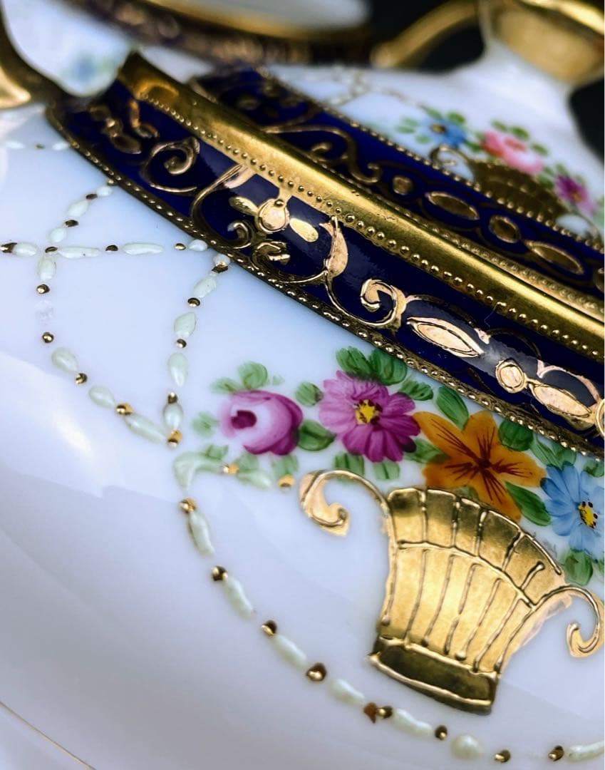 【希少】オールドノリタケ シュガーボウル クリーマー コバルト 金盛り