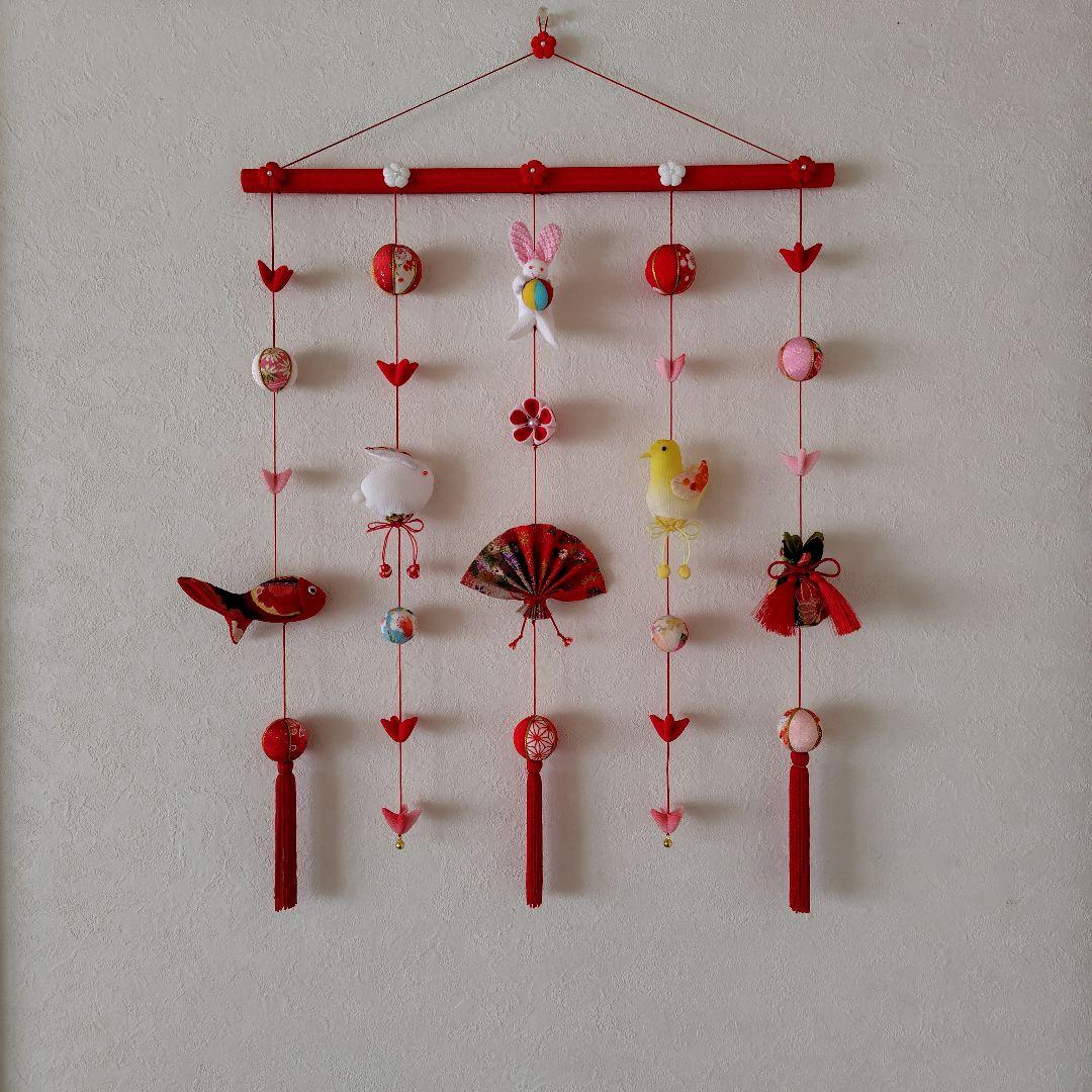 ちりめん細工　お雛様下げ飾り4点