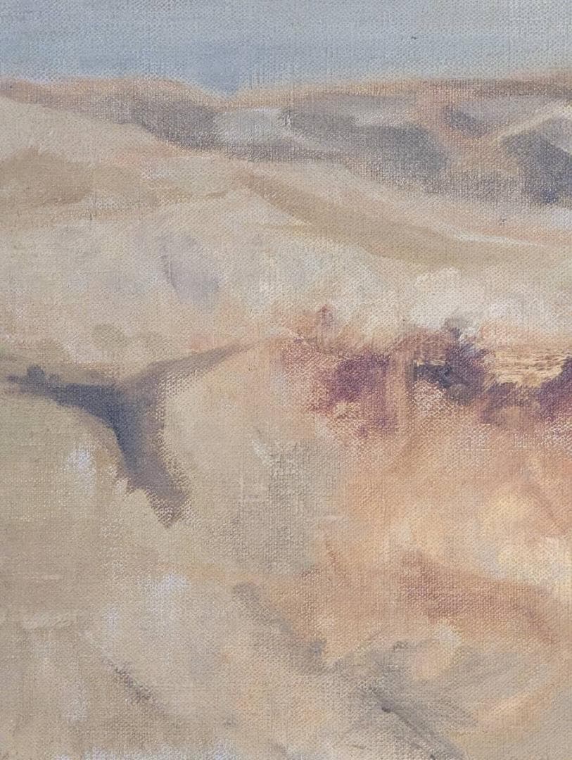 【真作】絵画　油彩　砂丘風景　静寂の大地を描く　砂のうねりと静けさ　Y77