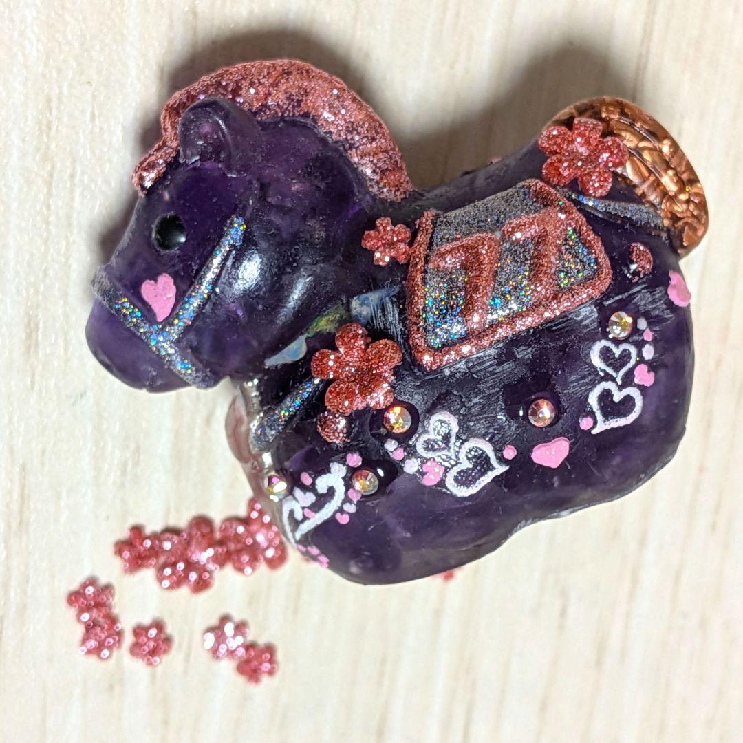 お取り置き 馬のオルゴナイト モリオン ラピスラズリ ルチル アメジスト 台座