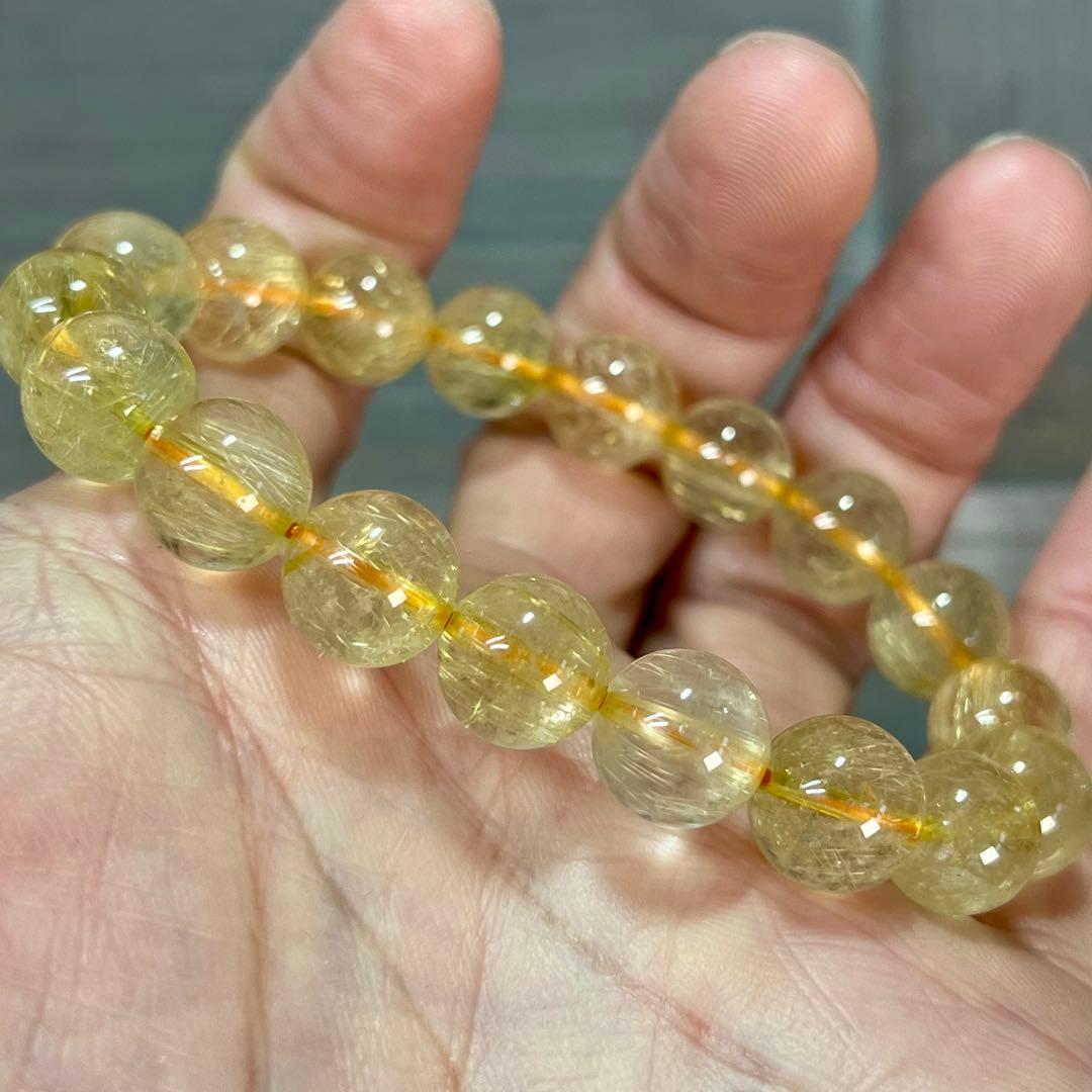 高品質　ゴールドルチルブレスレット　ルチルクォーツ　1-8