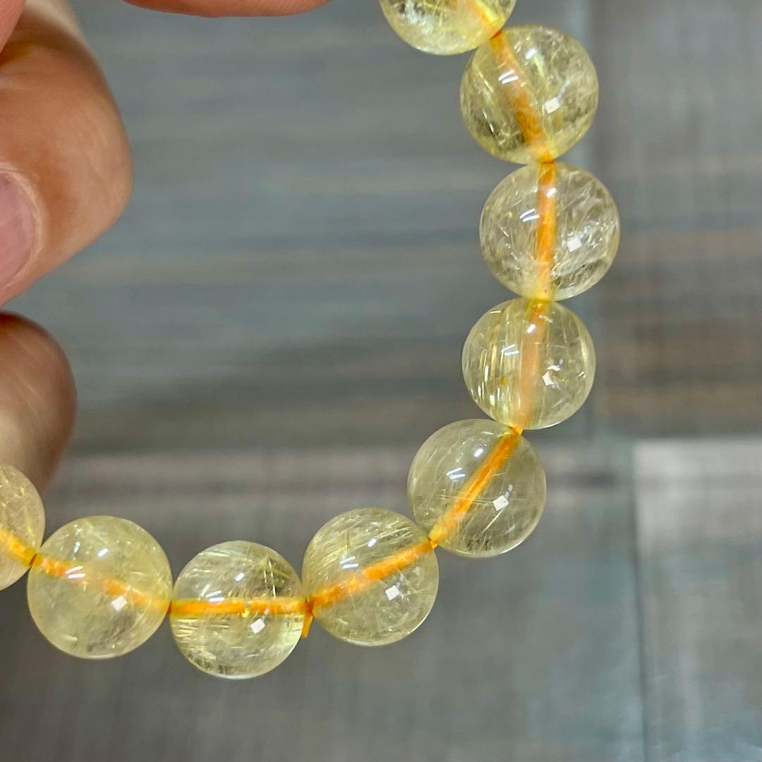 高品質　ゴールドルチルブレスレット　ルチルクォーツ　1-8