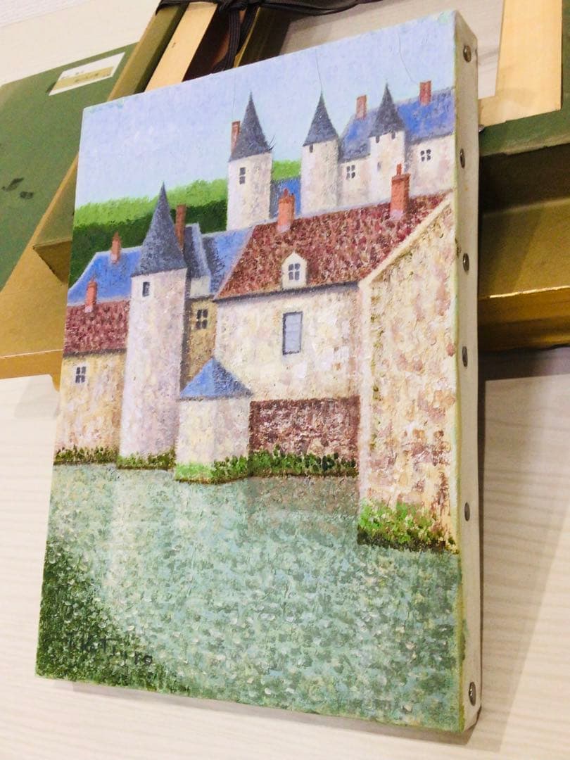 洋画家 師 西村龍介 勝呂隆光『古城 塔のある街』油彩SM号 豪華額装 真作保証