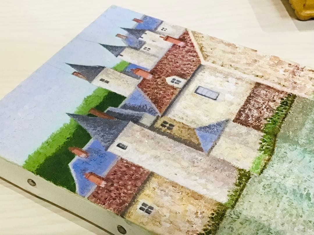 洋画家 師 西村龍介 勝呂隆光『古城 塔のある街』油彩SM号 豪華額装 真作保証