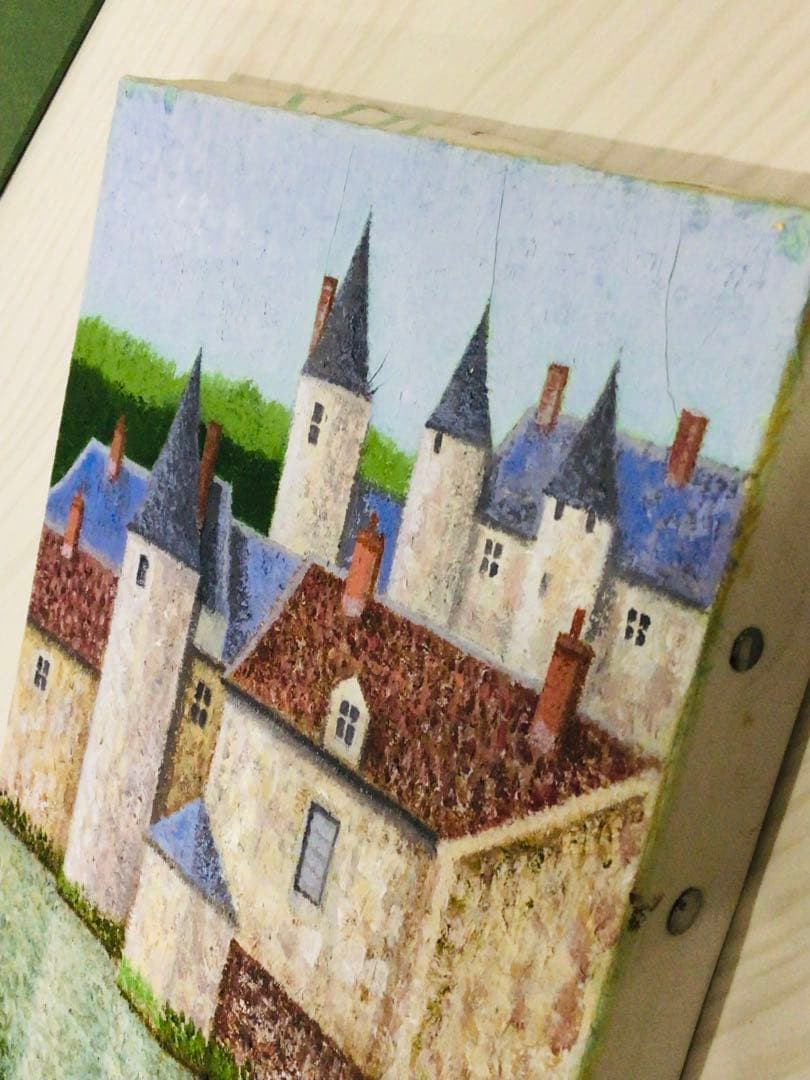 洋画家 師 西村龍介 勝呂隆光『古城 塔のある街』油彩SM号 豪華額装 真作保証