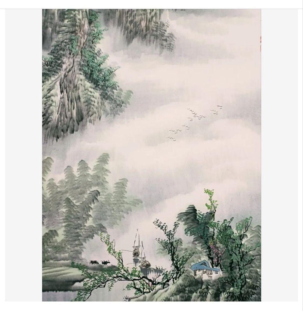 美品 初夏漓江画 龍脈 山水画 中国掛け軸 美術工芸品