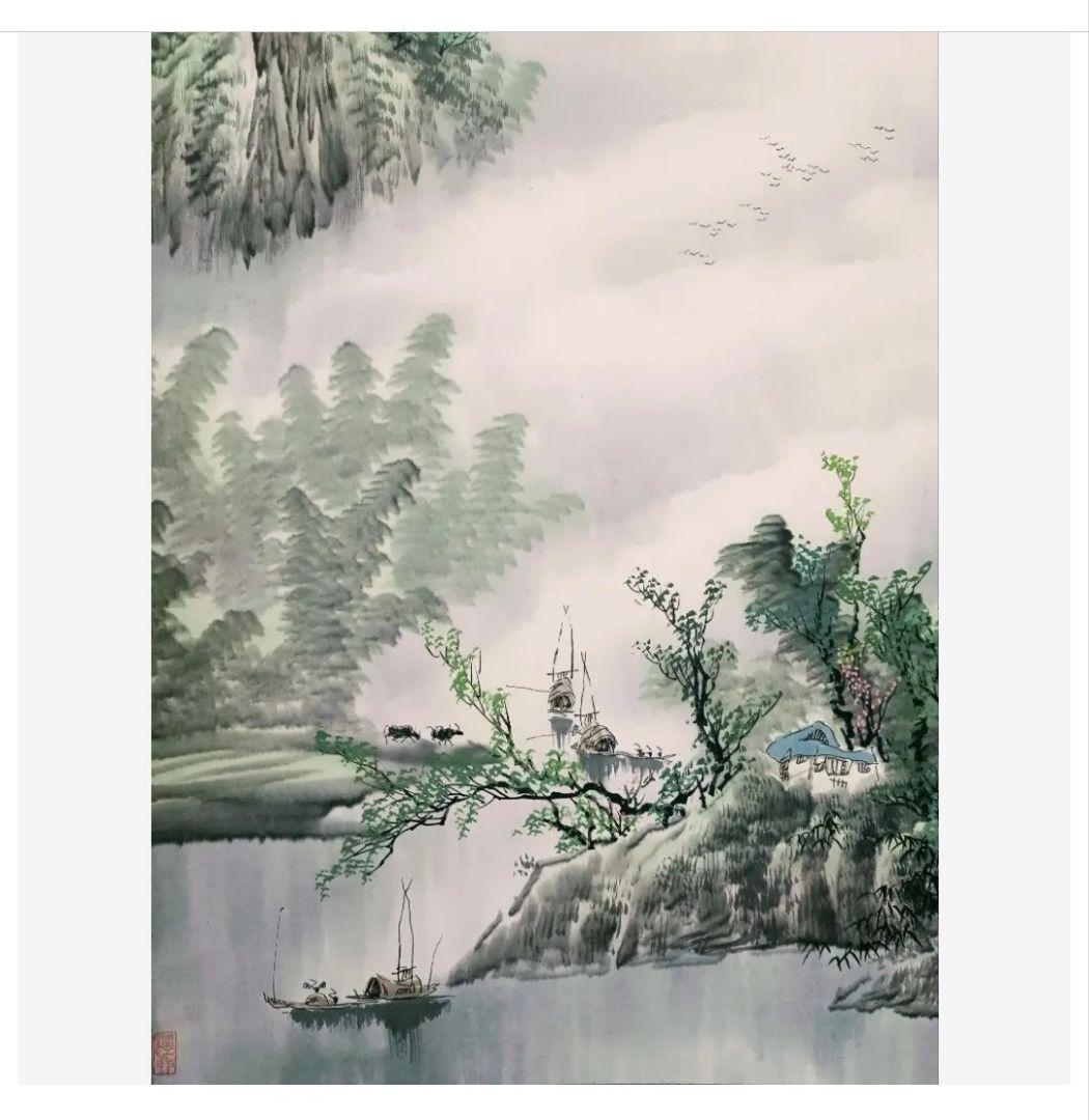 美品 初夏漓江画 龍脈 山水画 中国掛け軸 美術工芸品