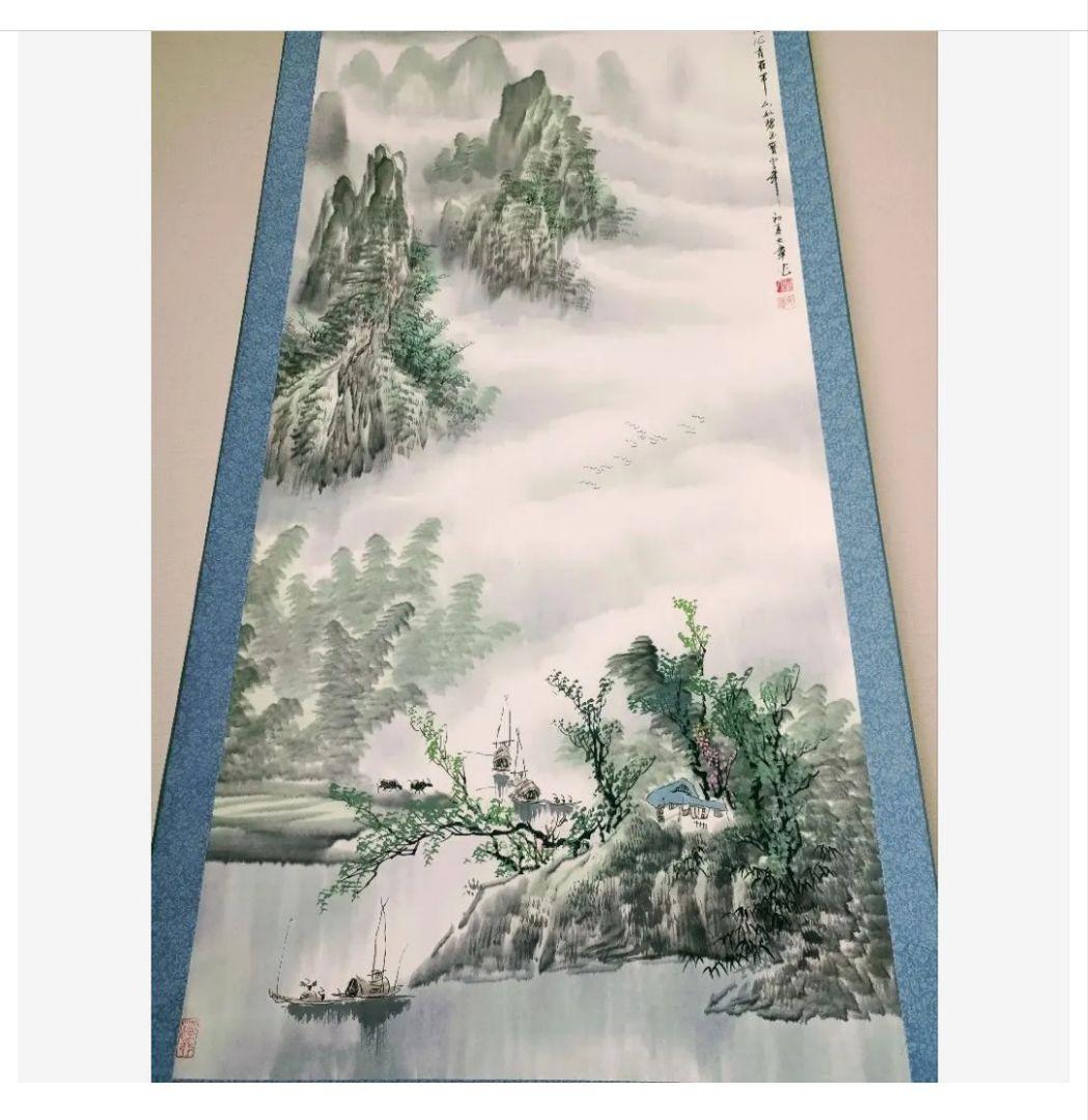 美品 初夏漓江画 龍脈 山水画 中国掛け軸 美術工芸品