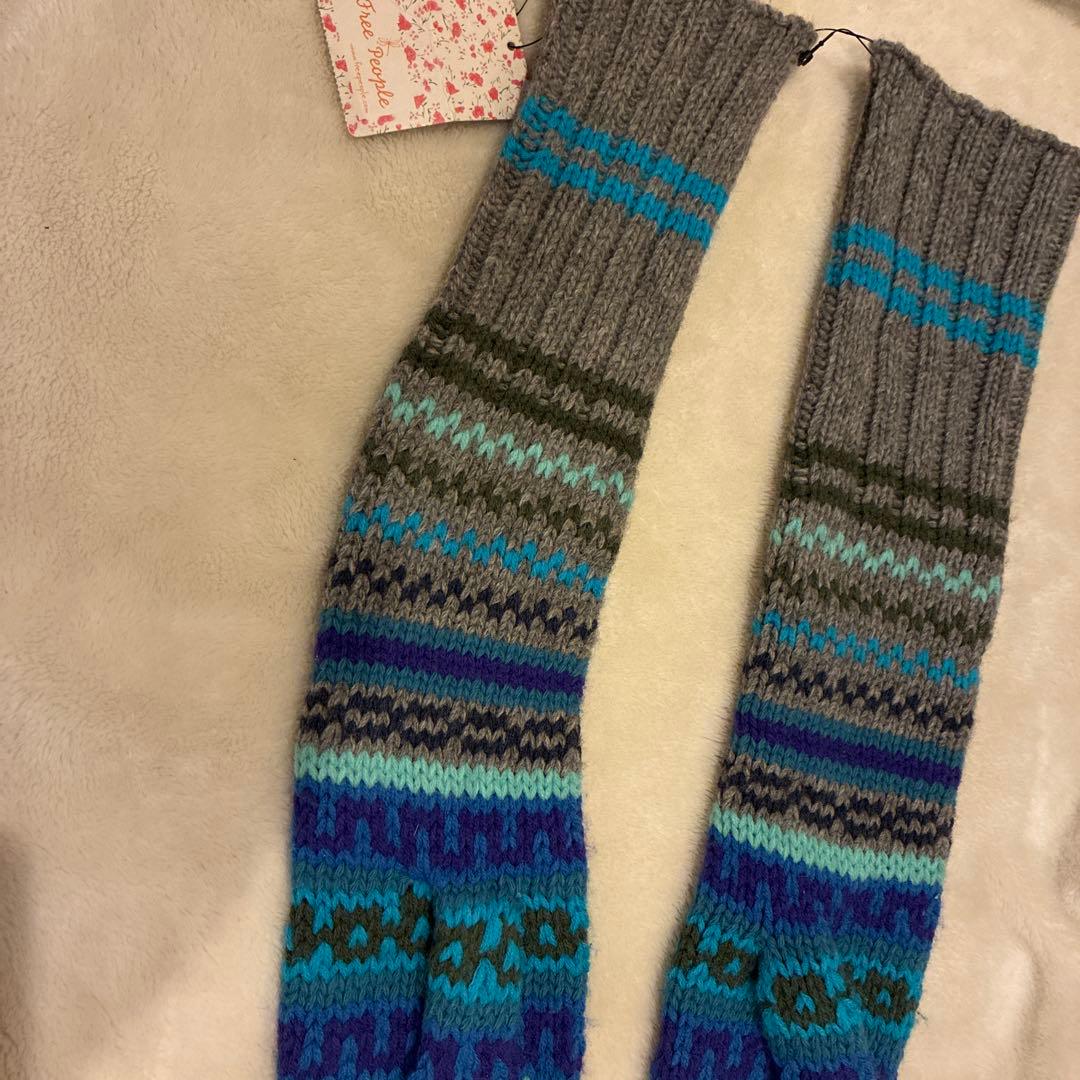 free people 手袋ロンググローブ ウール　ネイティブ編みvintage