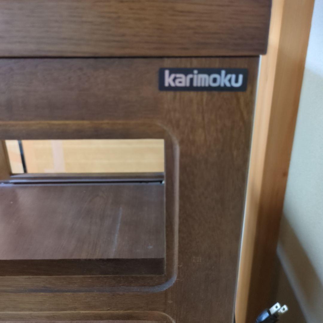 送料無料　カリモク　レンジ台　キッチン台　米びつ付き