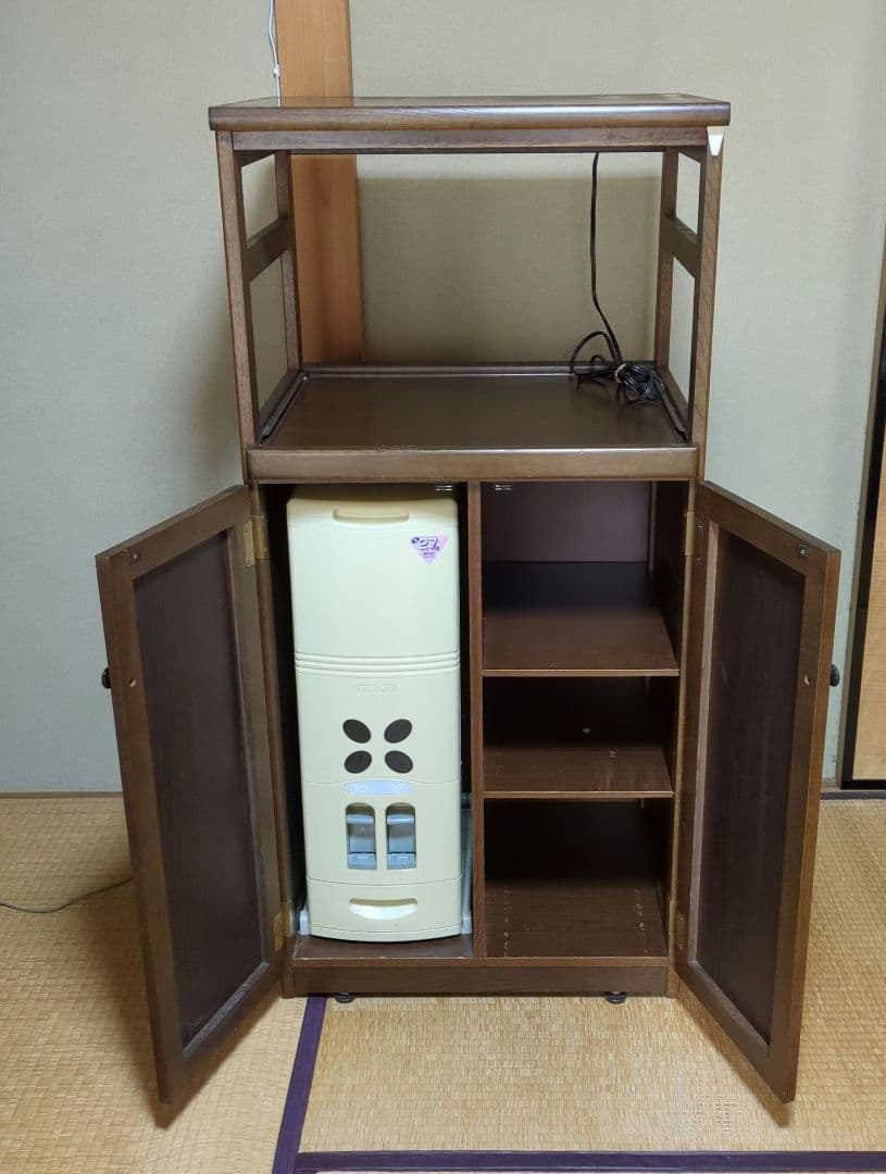 送料無料　カリモク　レンジ台　キッチン台　米びつ付き