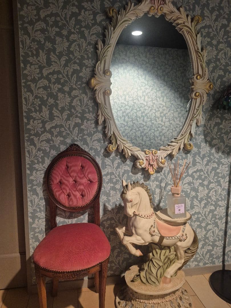 アンティーク、花台、置物、馬、ロココ